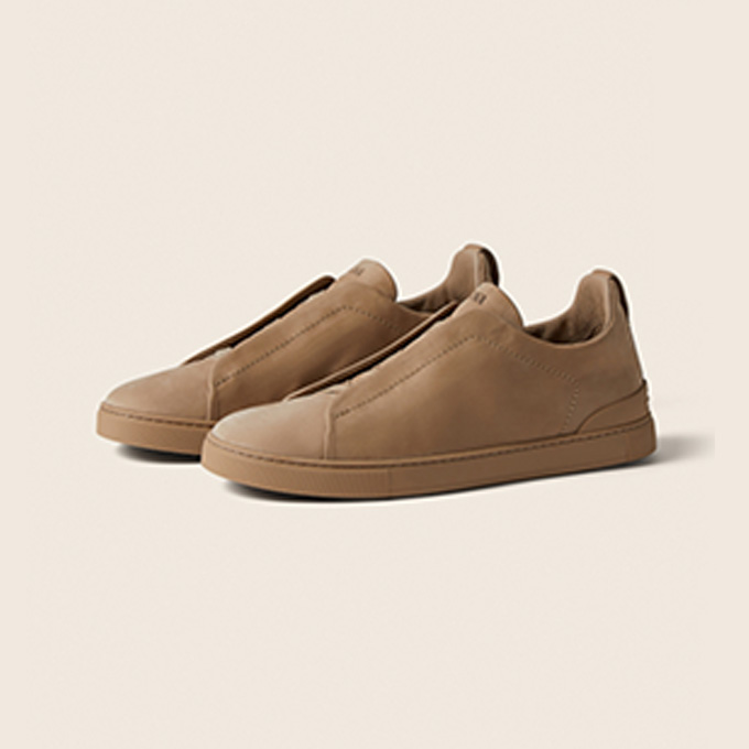 zegna triple stitch secondskin slip on sneakers